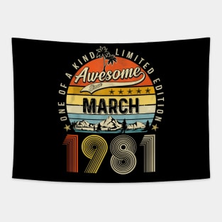 Awesome Since March 1981 Vintage 42nd Birthday Tapestry