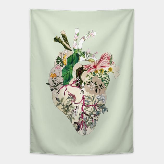 Vintage Botanical Heart Tapestry by BiancaGreen