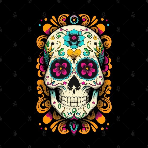Dia De Los Muertos, Retro Sugar Skull Design by PugSwagClothing