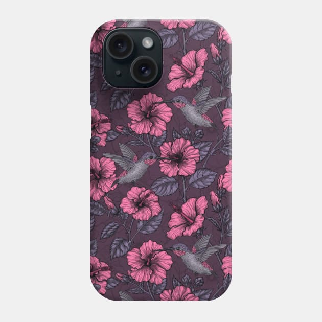 Night tropical garden pink and violet Phone Case by katerinamk