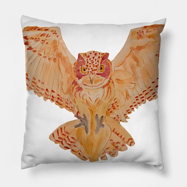 Owl landing Pillow by Ezhael