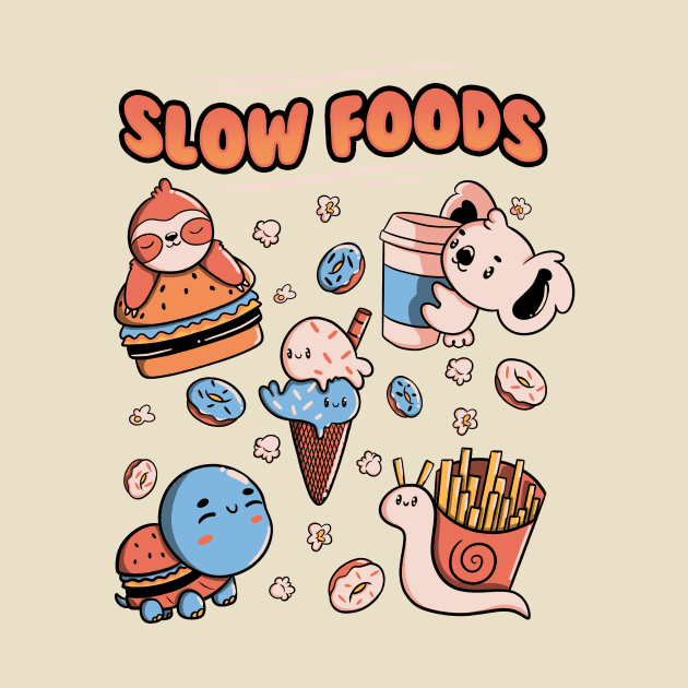 Slow Food Cute Animals Sloth Koala Turtle Snail Fries by Tobe Fonseca by Tobe_Fonseca