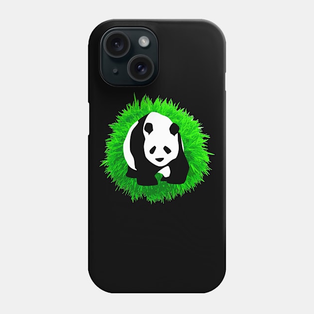 🐼 Cute Panda Illustration, Posed in front of a Bamboo Tree Phone Case by Pixoplanet