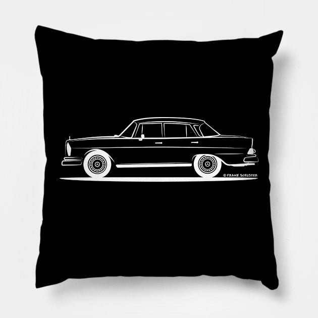 Mercedes Benz 220 SE Heckflosse Fin Tail W112 Sedan Wht Pillow by PauHanaDesign