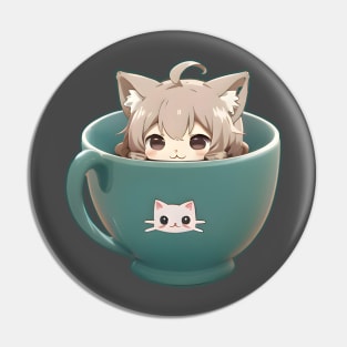 Anime Cup Cat Pin