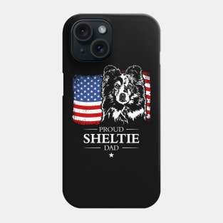 Proud Sheltie Dad American Flag patriotic gift dog Phone Case