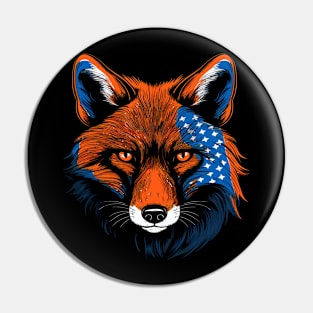 Patriotic Red Fox Pin