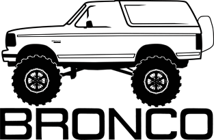 1992-1996 Bronco Side w/Tires, Black Print Magnet