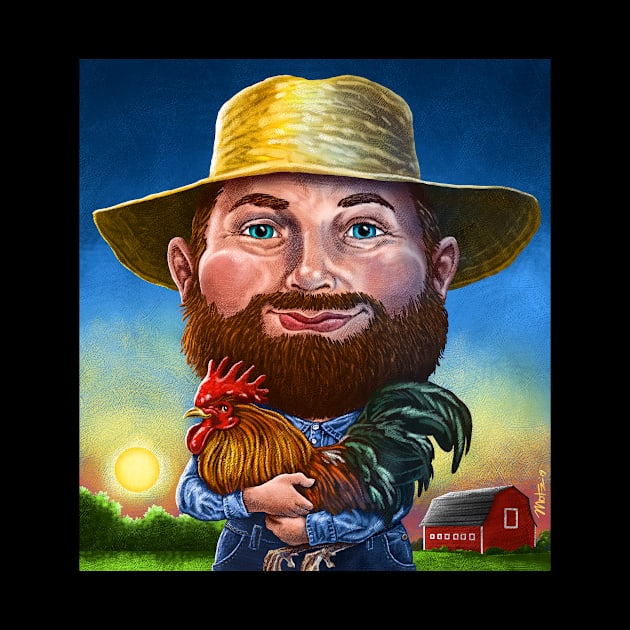 Farmer Holding Rooster by Motzart