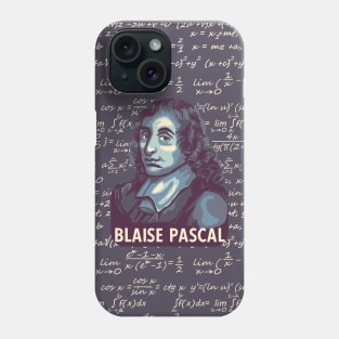 Blaise Pascal Portrait With Mathematics Phone Case