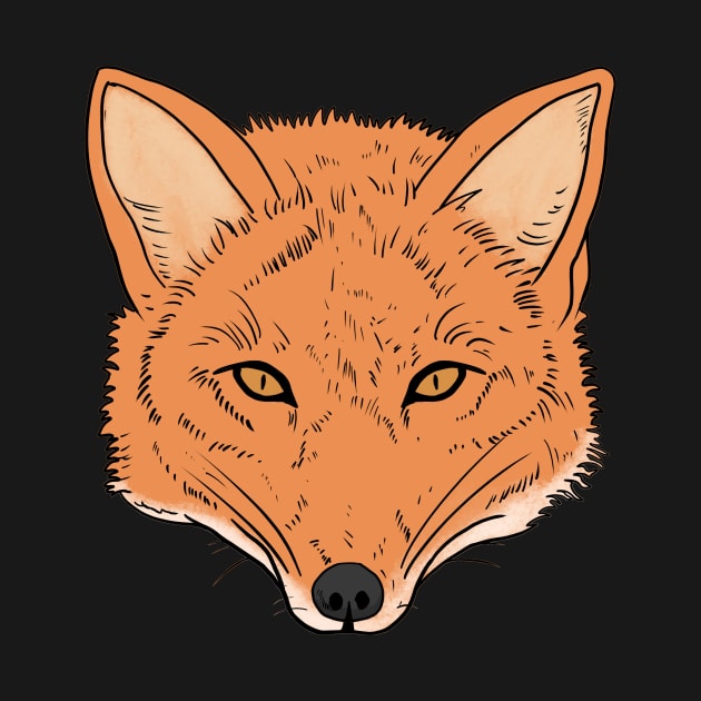 Hand Drawn Fox Head with orange fur and eyes by Mesyo