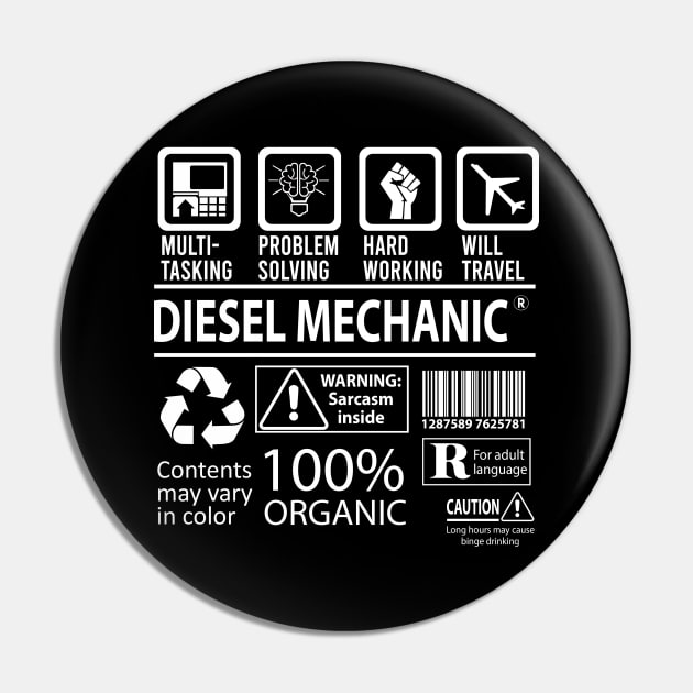 Diesel Mechanic T Shirt - MultiTasking Certified Job Gift Item Tee Pin by Aquastal