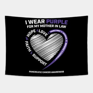 Support Purple Mother In Law Pancreatic Cancer Awareness Tapestry