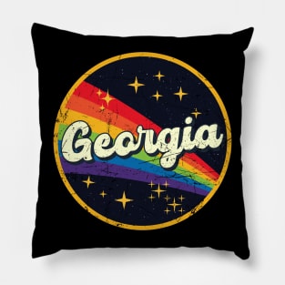 Georgia // Rainbow In Space Vintage Grunge-Style Pillow