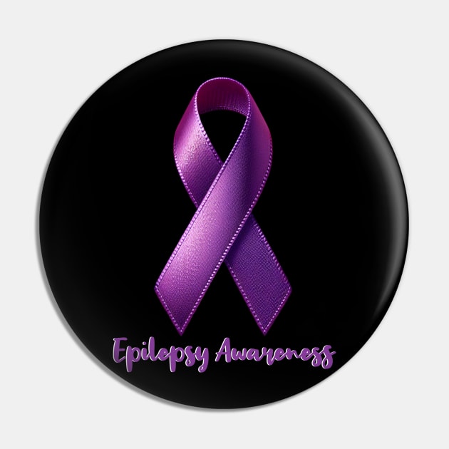 Purple Ribbon Month Epilepsy Awareness for Men Women Warrior Pin by Dezinesbyem Designs