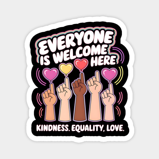 Everyone Is Welcome Here Idaho Teacher Design – Heart Balloons Alt Edition Magnet by Designed By Marty