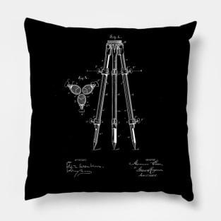 Extension Tripod Vintage Patent Drawing Pillow