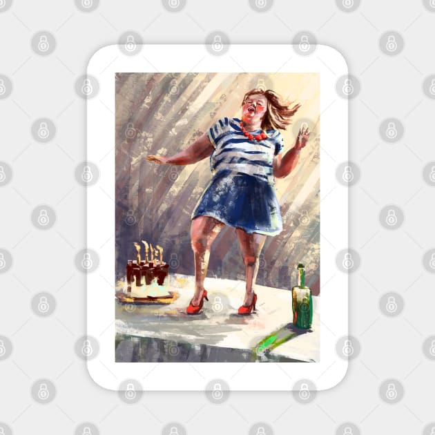 Happy dancing woman Magnet by Sitenkova