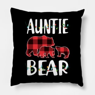 Aunt Bear Red Plaid Christmas Pajama Matching Family Gift Pillow