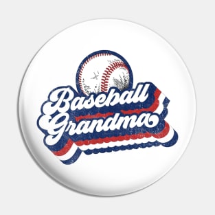 Retro Baseball Grandma Red White Blue Pin