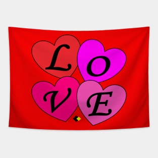 FOUR LOVE HEARTS MIX Tapestry