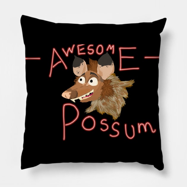 Awesome Possum! Pillow by Ratsby's Designs