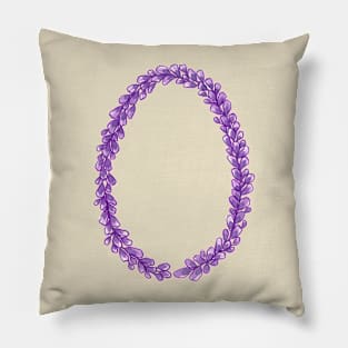 Lavender Letter O Hand Drawn in Watercolor and Ink Pillow