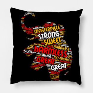 Word Cloud Art Elephant Design Pillow