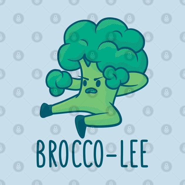 Funny Broccoli Veggie Brocco-Lee Karate Design by HiFi Tees