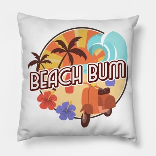 Beach Bum Seventies Beach and Waves Pillow