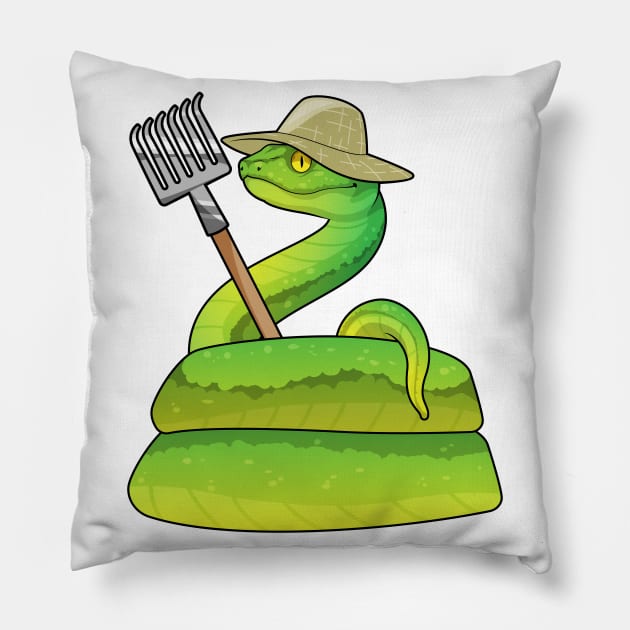 Snake Farmer Rake Pillow by Markus Schnabel