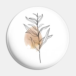 One Line Leaves Botanical Abstract Pin