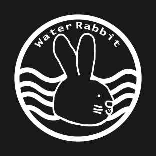 Water Rabbit Portrait White Line Chinese Zodiac T-Shirt