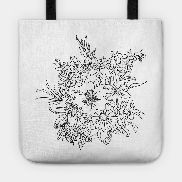 Woman With Flowers Minimal Line Art Tote Bag