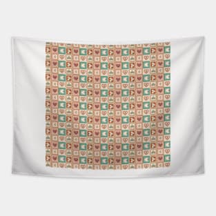 Retro Pattern Neck Gator Patchwork Hearts Tapestry