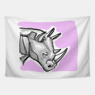 Rhino digital hand drawn illustration Tapestry