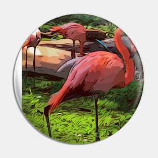 Pink flamingos Pin