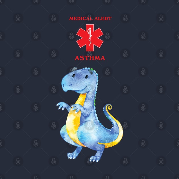 Medical Alert Asthma with Cute Dragon by Pine Hill Goods