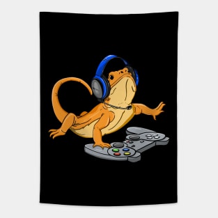 Bearded Dragon Headphones Video Game Tapestry