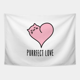 Purrfect Love, Cute cat in pink heart Tapestry