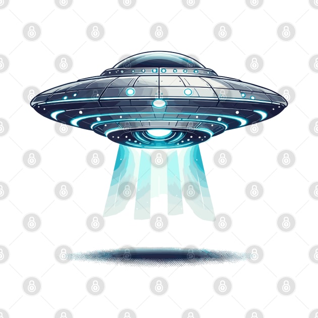 Ethereal Arrival: The Futuristic UFO by Graphic Wonders Emporium