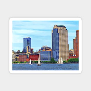 Manhattan NY - Boats By Manhattan Skyline Magnet