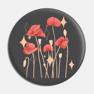 Poppy Bouquet Charcoal Background Pin
