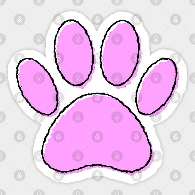Cute Cartoon Puppy Paw Print In Pink - Dog Paw Print - Sticker | TeePublic