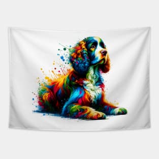 Artistic American Water Spaniel in Vibrant Splash Style Tapestry