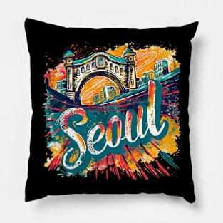 Seoul Retro South Korea t-shirt Pillow