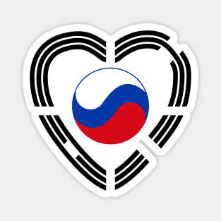 Korean Russian Multinational Patriot Flag Series (Heart) Magnet