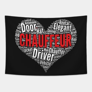 Chauffeur Job Driver Heart Shape Word Cloud Design print Tapestry