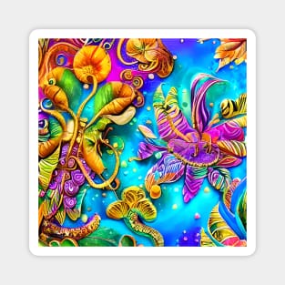 Whimsical Tropical Flowers Magnet