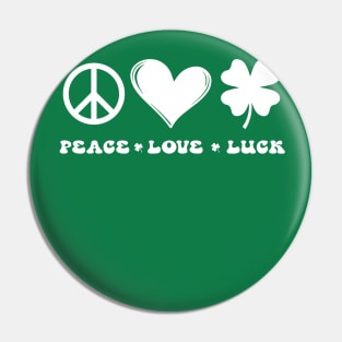 Peace Love Luck Clover Heart St Patrick's Day Pin